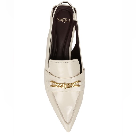 SOLD Vanilla Slingback Pointed Toe Kitten Comma Heel - Picture 5 of 9